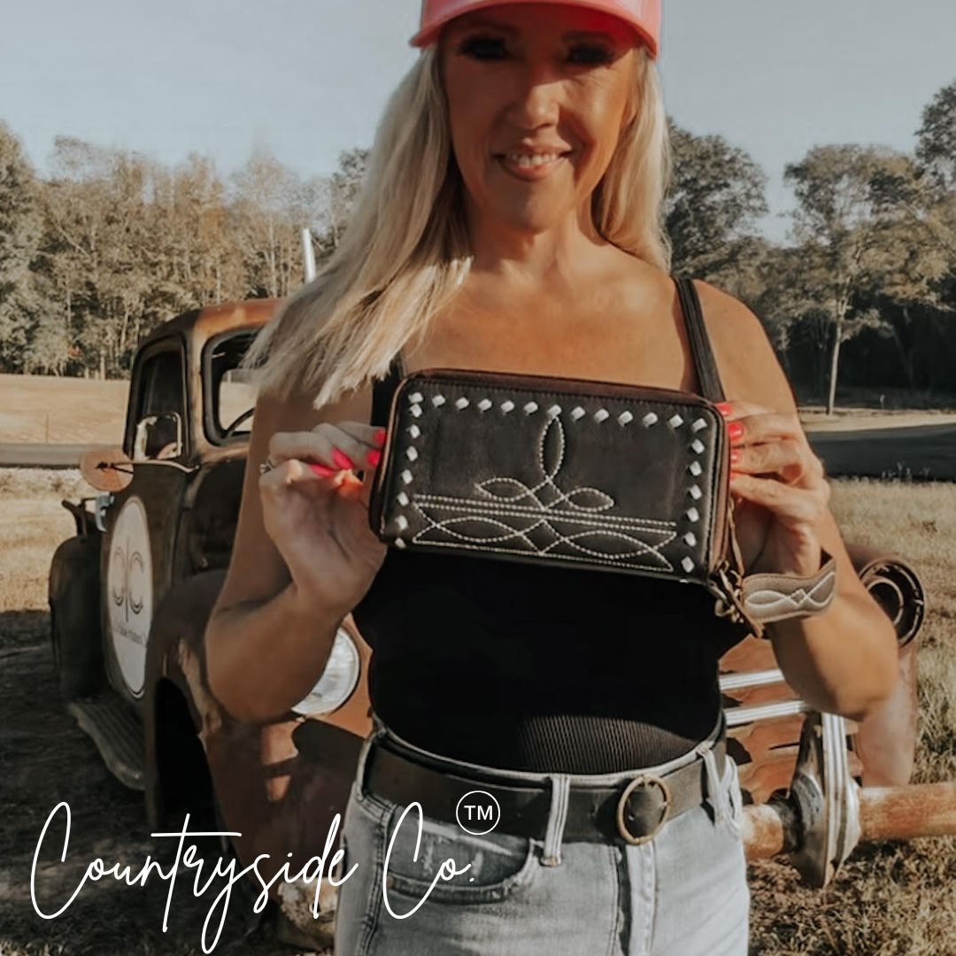 Boot Stitch Leather Wallet Wristlet Countryside Co.