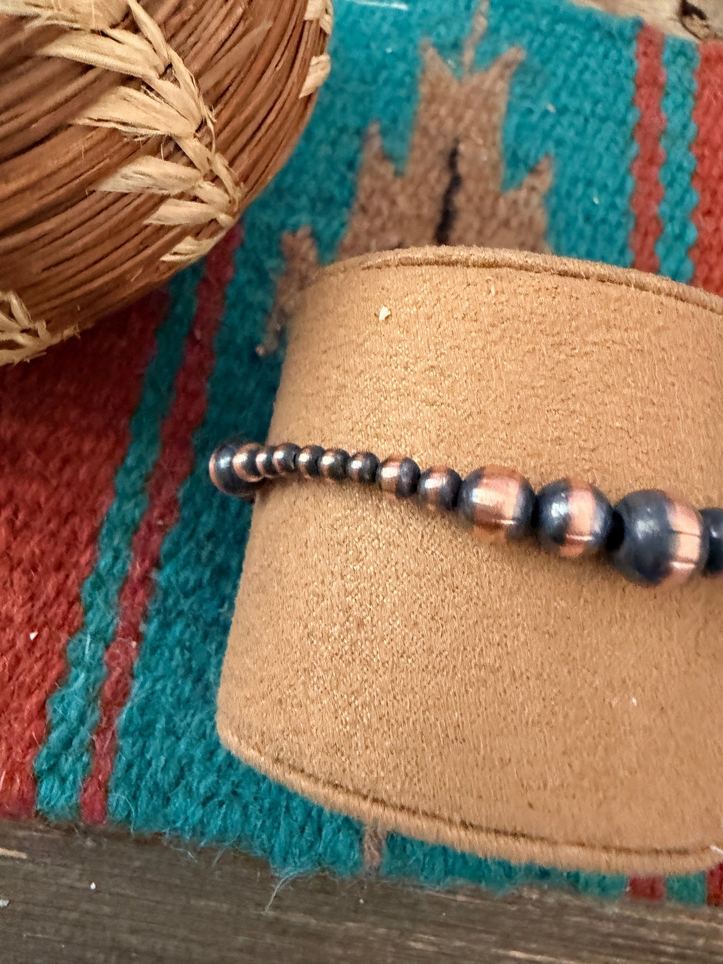Handcrafted Copper Beaded Bracelet 7.5” Nizhoni Traders LLC