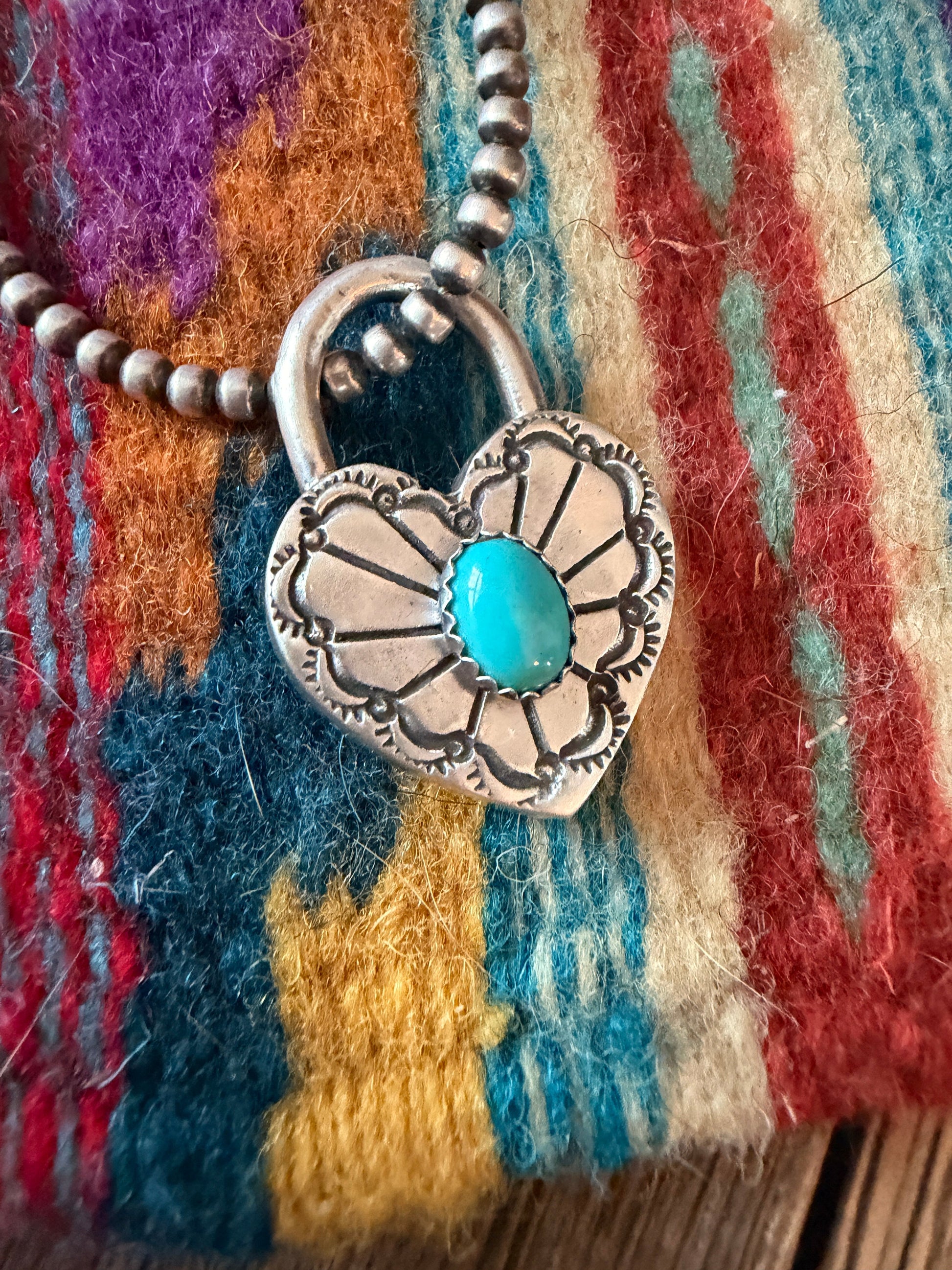 Handcrafted Sterling Silver & Turquoise Heart Locket Pendant Nizhoni Traders LLC