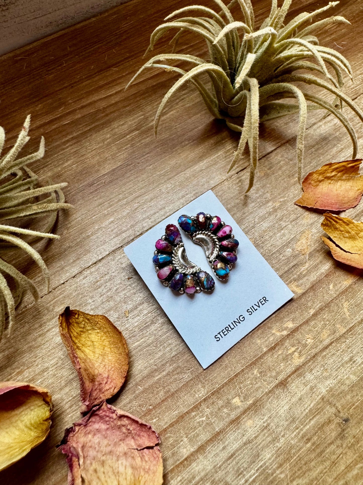 Half Cluster Earrings – Pink Dahlia & Sterling Silver The Bijoux FAB Jewelry