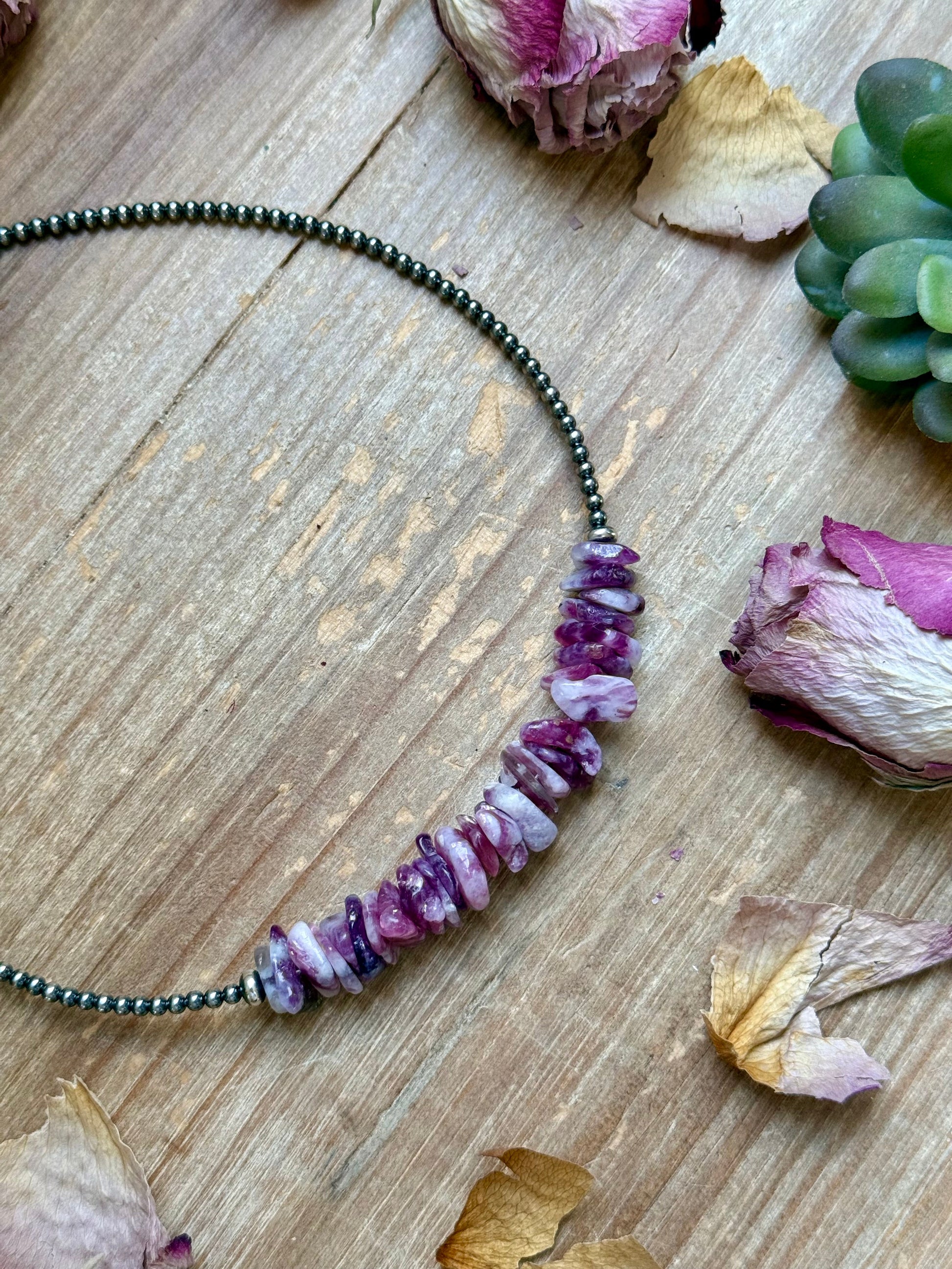 14.5” Lepidolite Necklace – 3mm Sterling Silver Pearls & Saucers The Bijoux FAB Jewelry