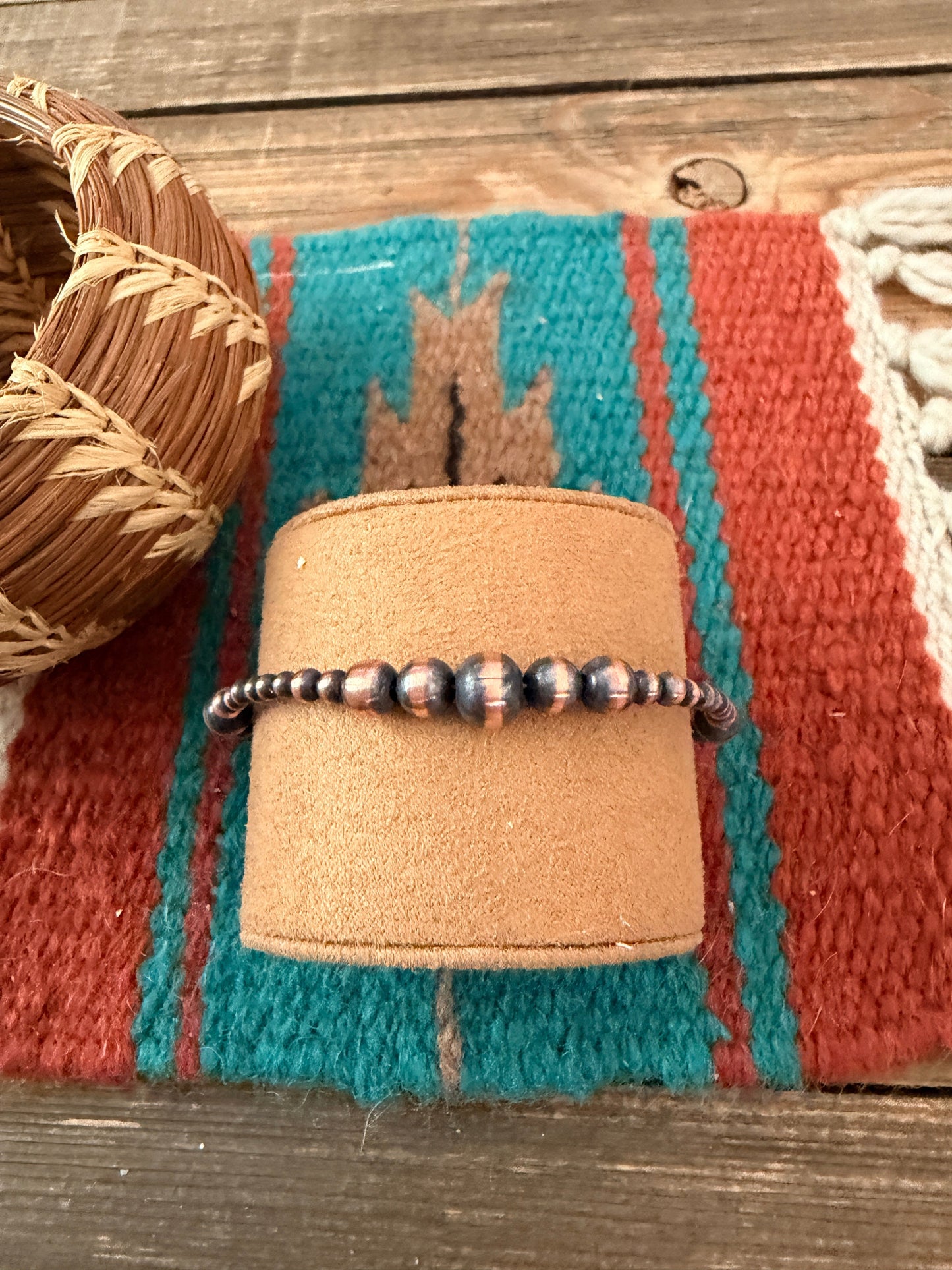 Handcrafted Copper Beaded Bracelet 7.5” Nizhoni Traders LLC