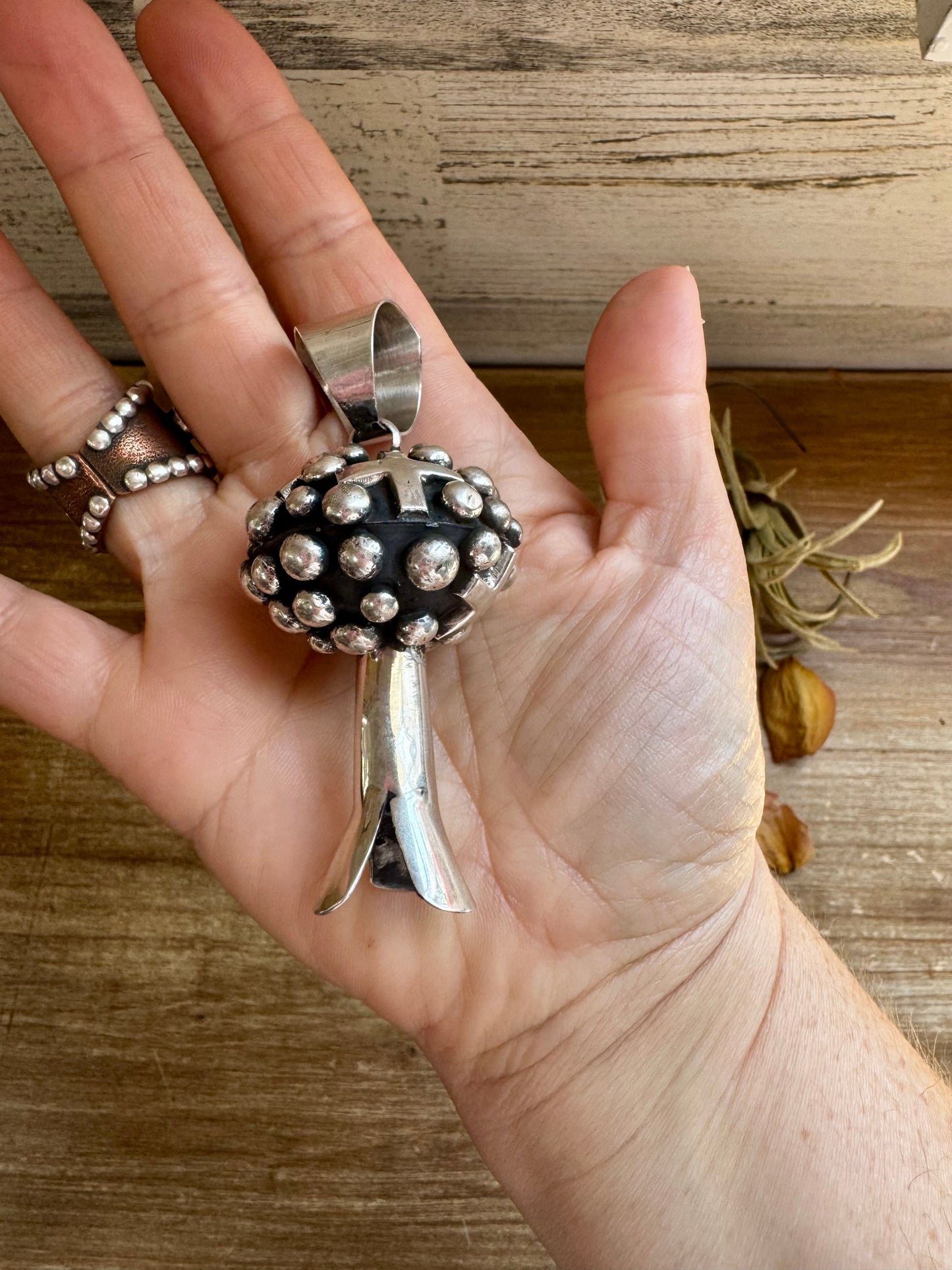 Giant Blossom Pendant – Sterling Silver – Native Made The Bijoux FAB Jewelry