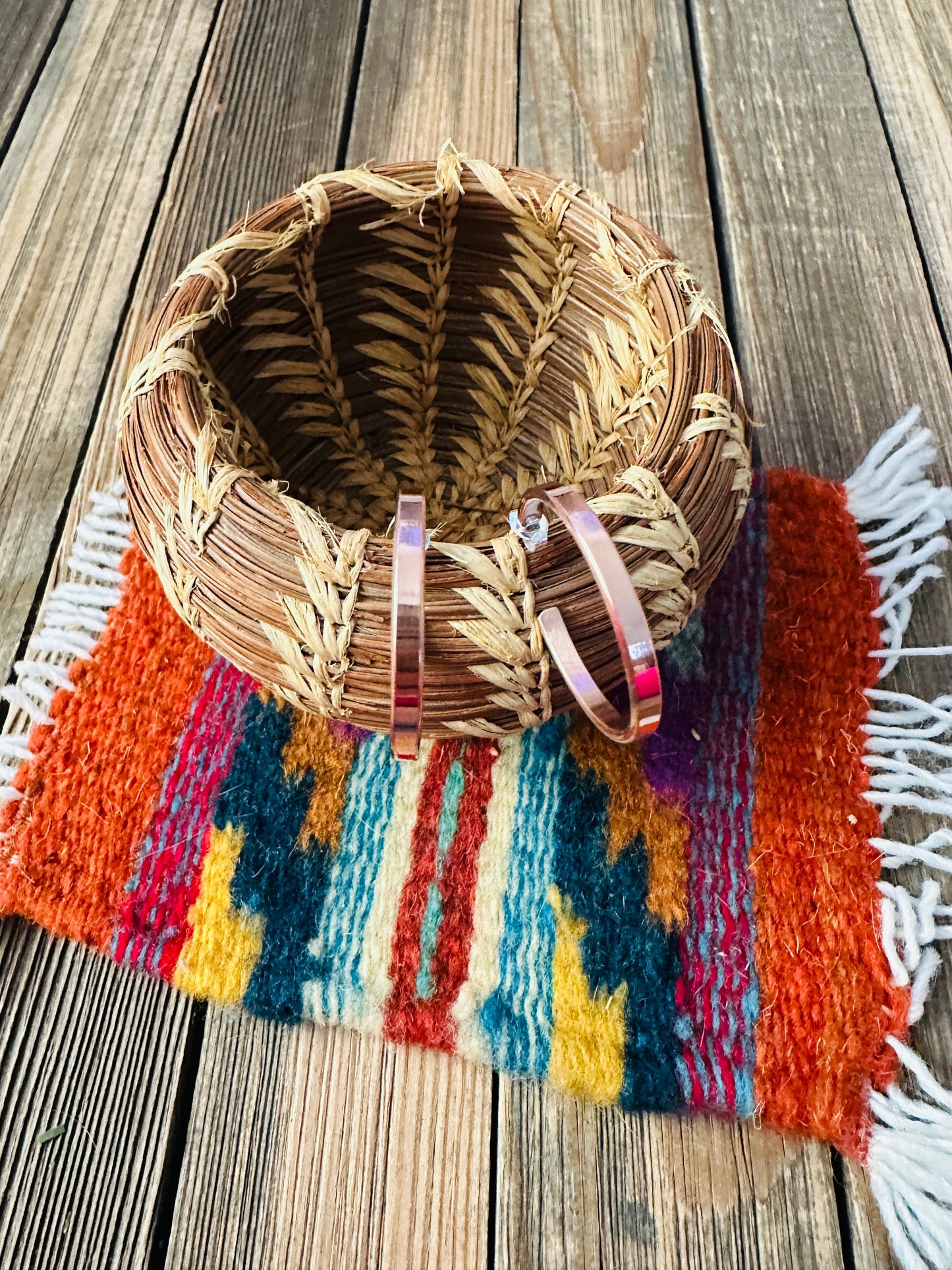 Handcrafted Copper Hoop Earrings Nizhoni Traders LLC