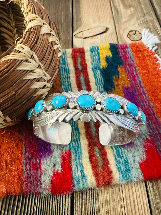 Handcrafted Old Pawn Sterling Silver & Turquoise Cuff Bracelet Nizhoni Traders LLC