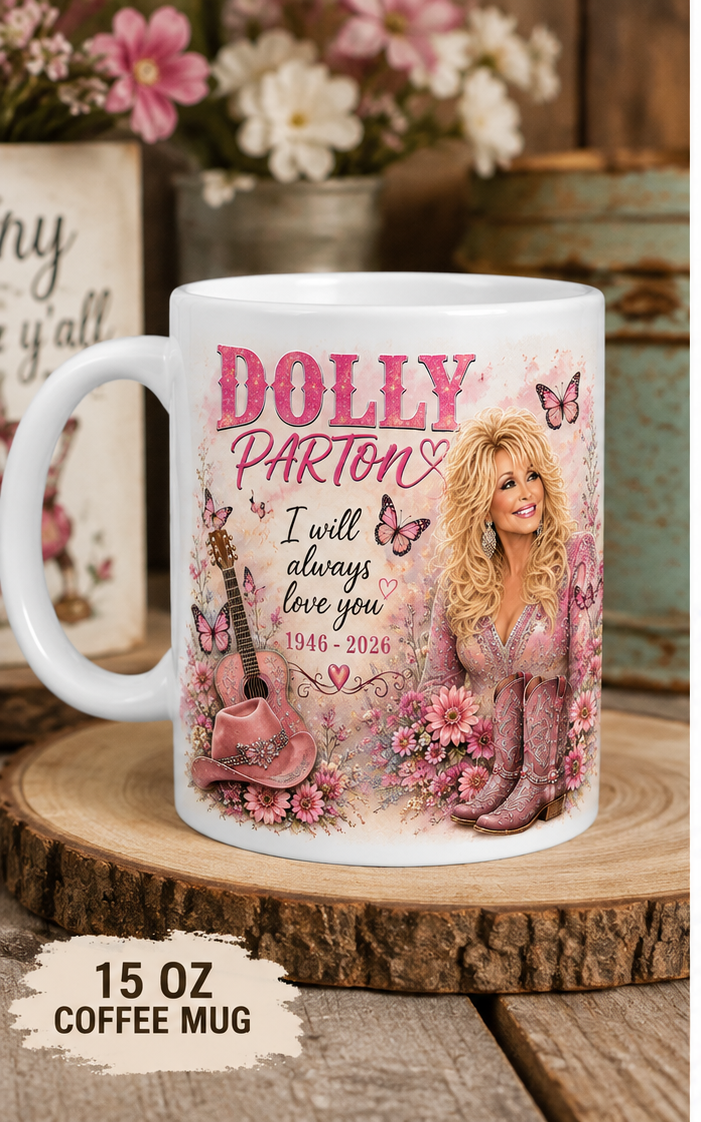 Dolly Parton - I will always Love you 15 oz coffee mug and 20oz tumbler Cedar Hill Country Market