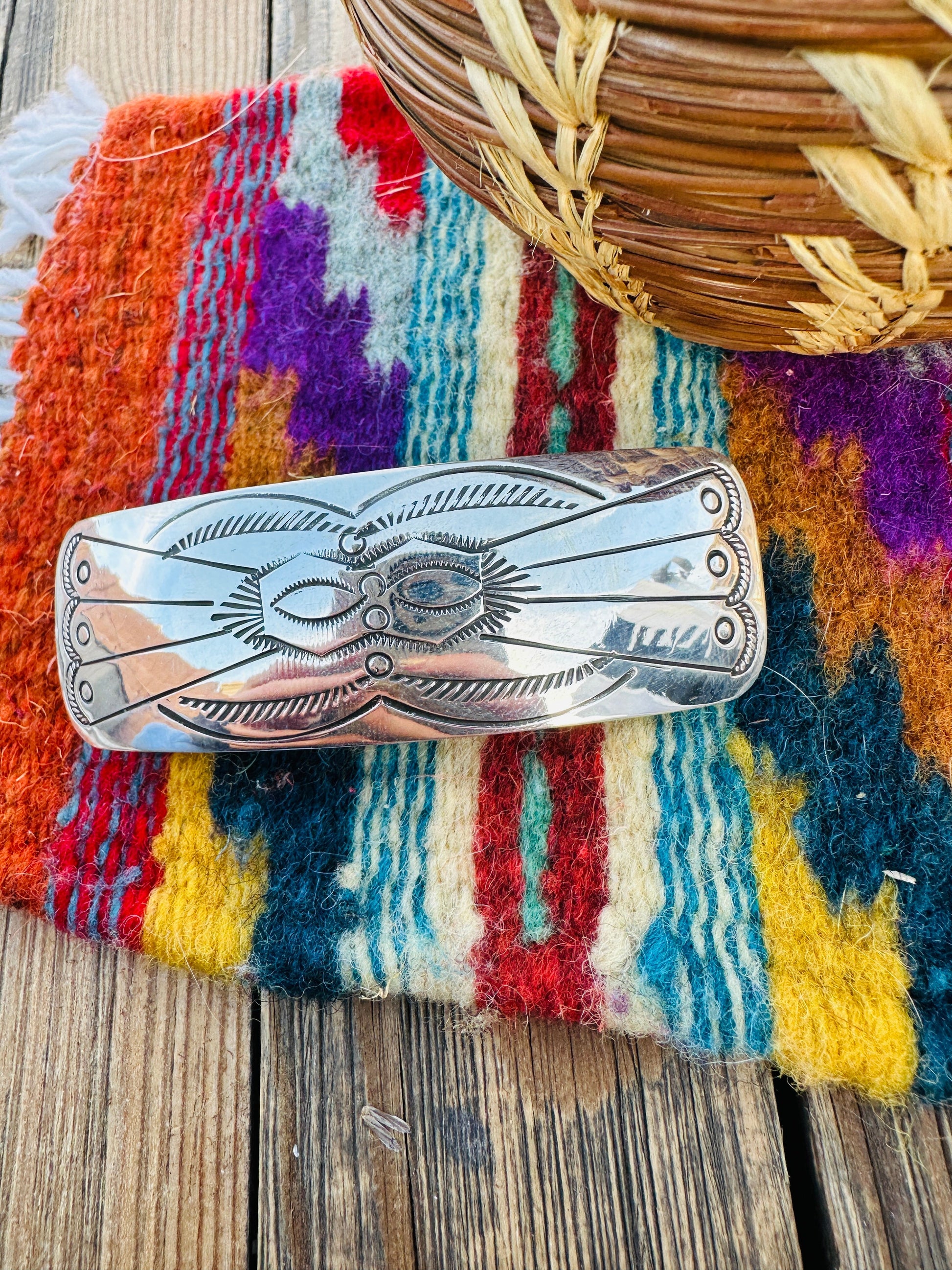 Handcrafted Sterling Silver Hair Barrette Nizhoni Traders LLC