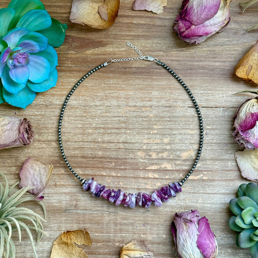 14.5” Lepidolite Necklace – 3mm Sterling Silver Pearls & Saucers The Bijoux FAB Jewelry