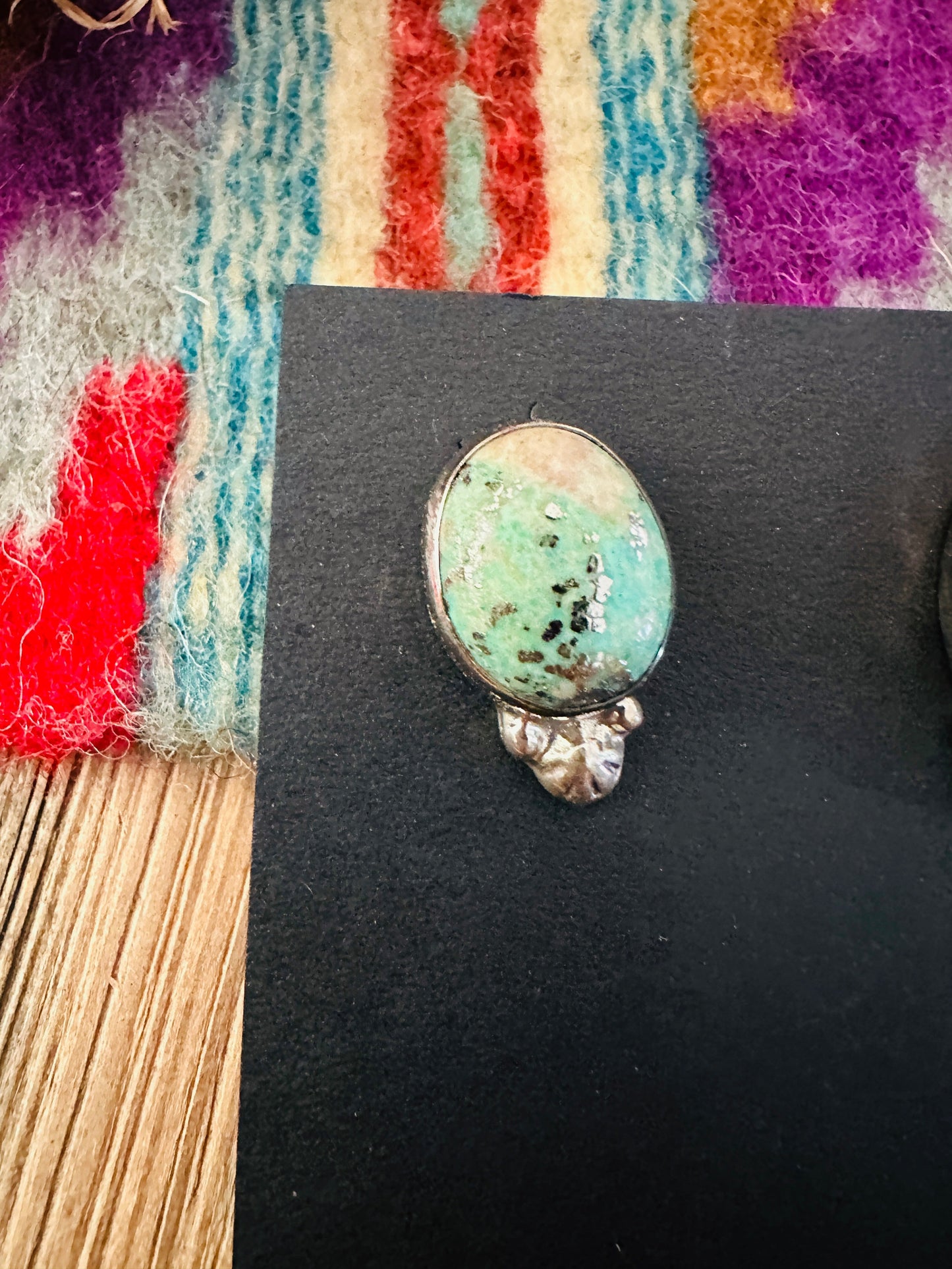 Handcrafted Turquoise & Sterling Silver Post Earrings Nizhoni Traders LLC