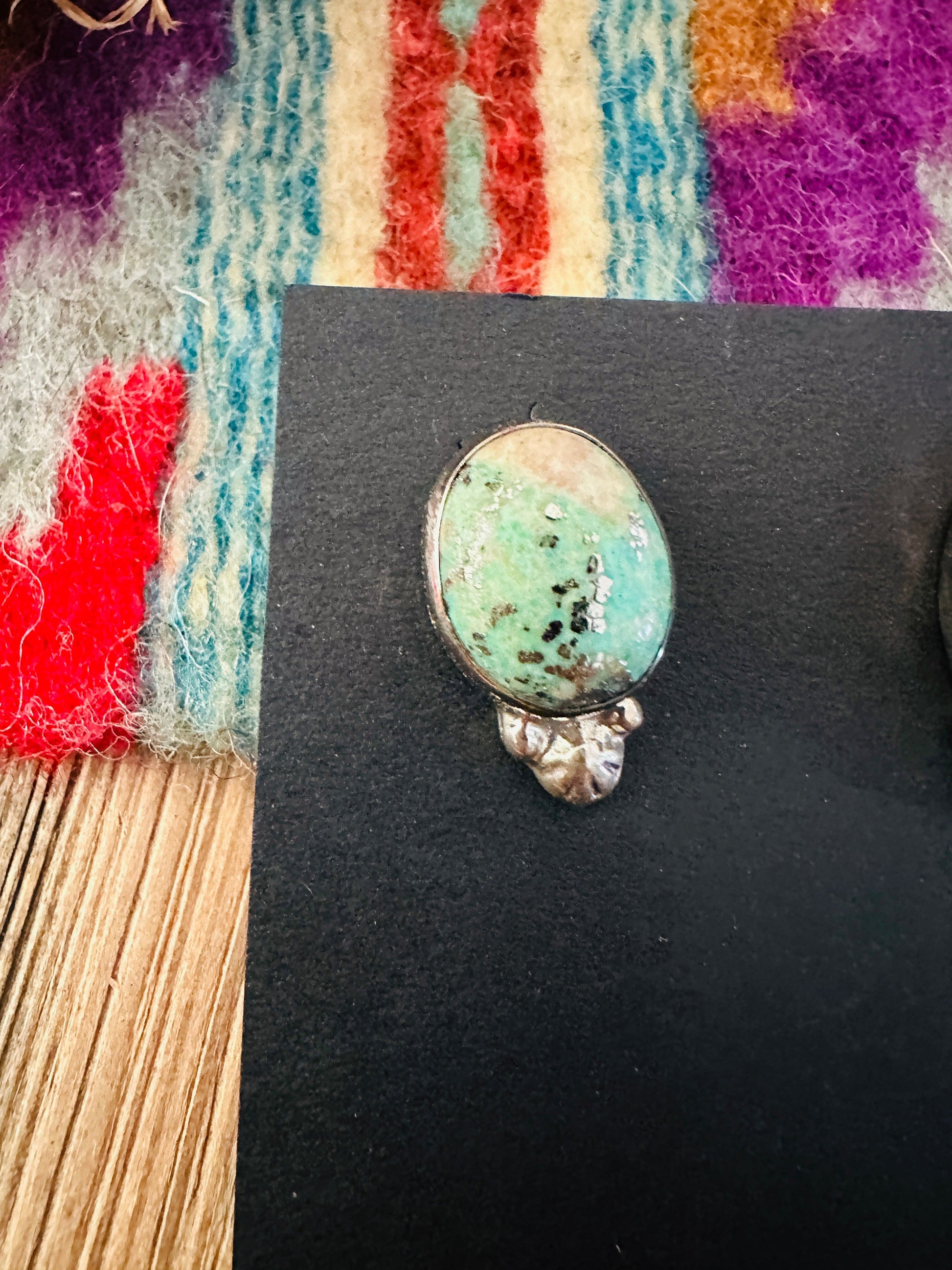 Handcrafted Turquoise & Sterling Silver Post Earrings Nizhoni Traders LLC