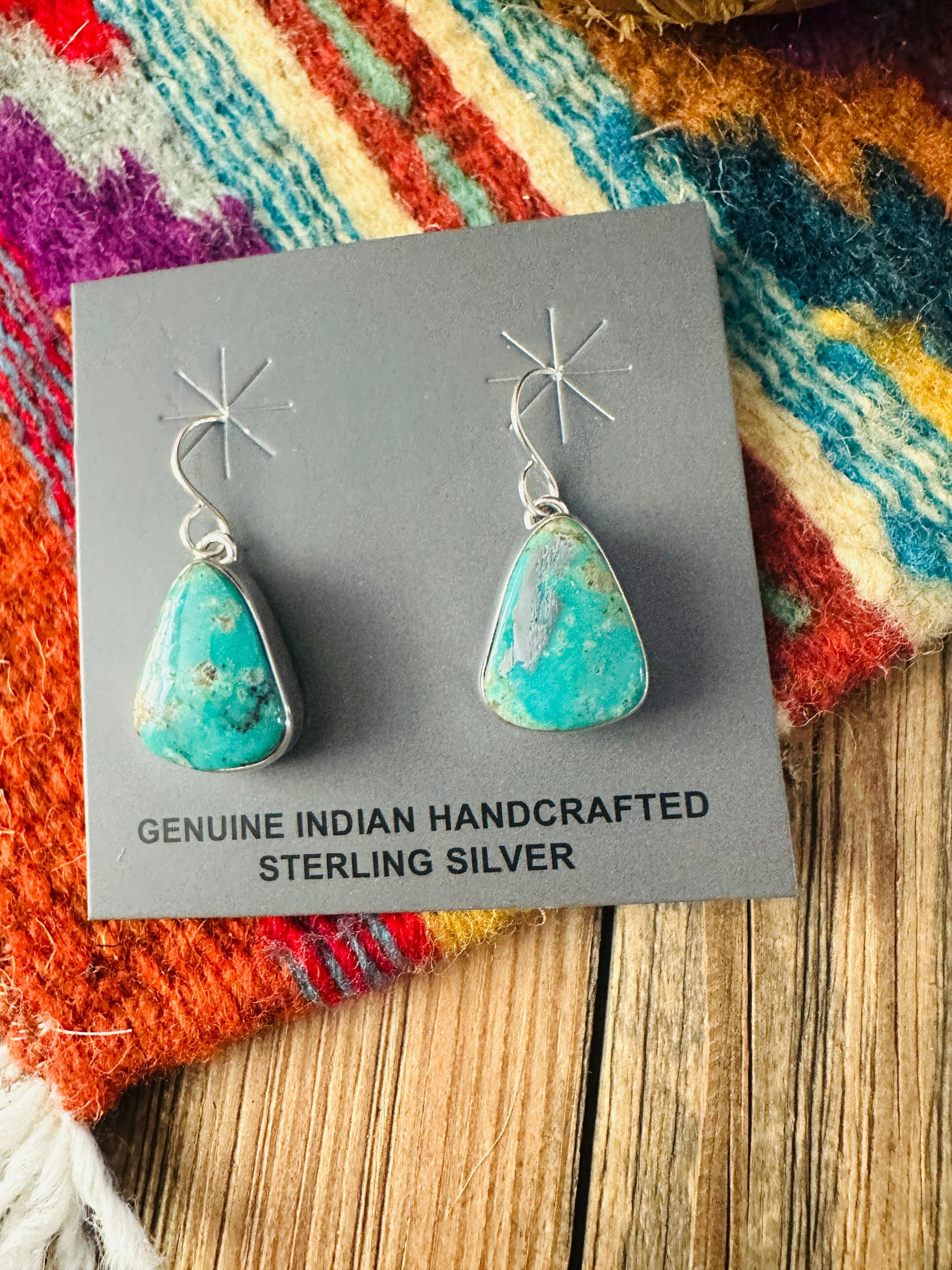 Handcrafted Turquoise & Sterling Silver Dangle Earrings Nizhoni Traders LLC