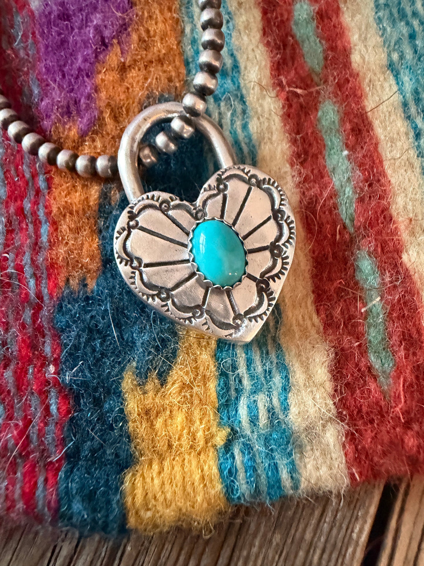 Handcrafted Sterling Silver & Turquoise Heart Locket Pendant Nizhoni Traders LLC
