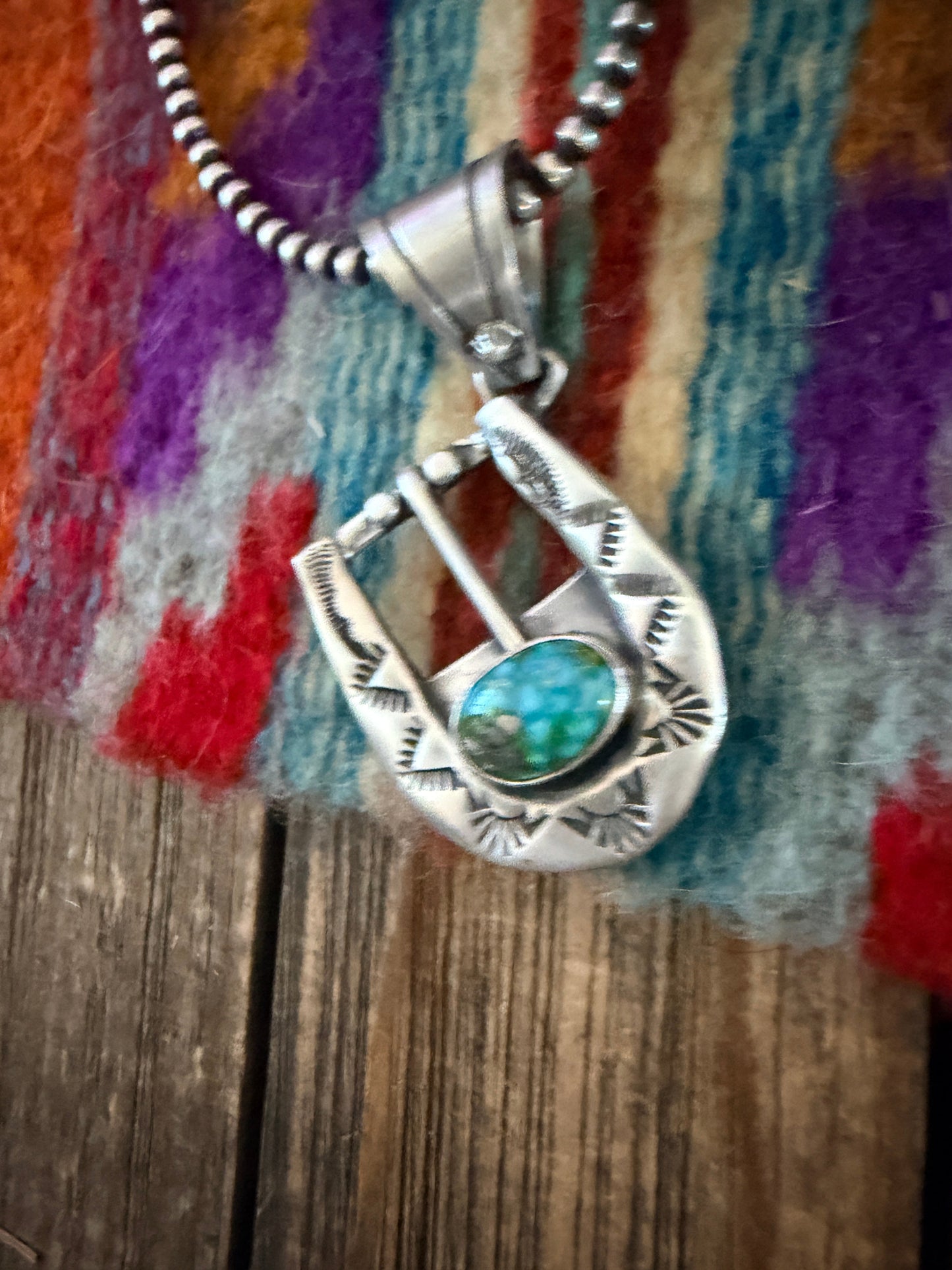Handcrafted Sterling Silver & Turquoise Belt Buckle Pendant by Leroy James Nizhoni Traders LLC