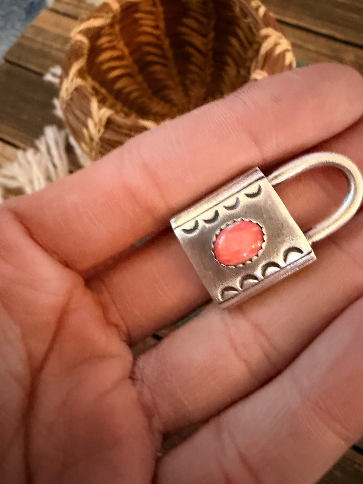 Handcrafted Sterling Silver & Spiny Oyster Locket Pendant Nizhoni Traders LLC