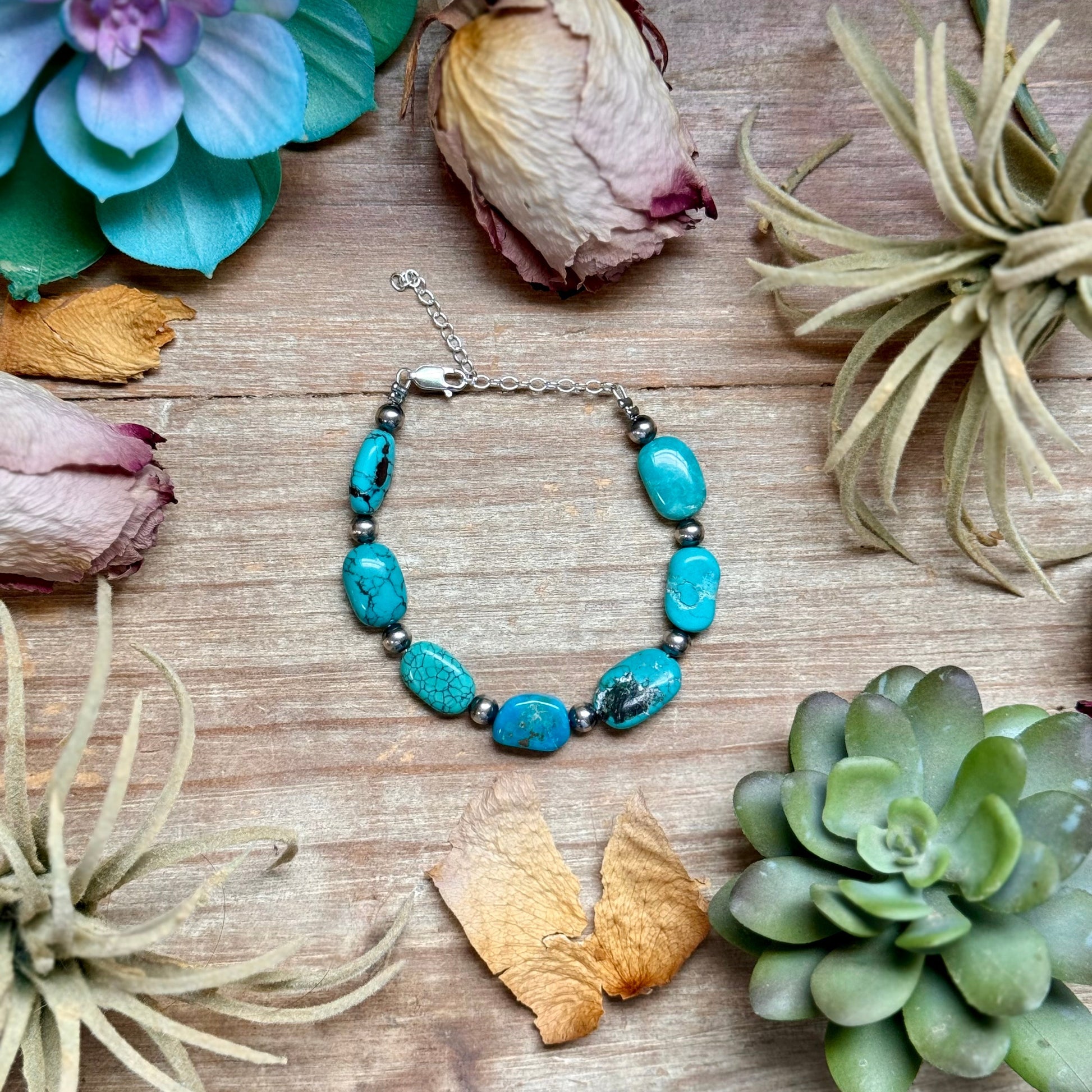 Bright Blue Turquoise Bracelet – 6 1/4"  – Large Oval The Bijoux FAB Jewelry