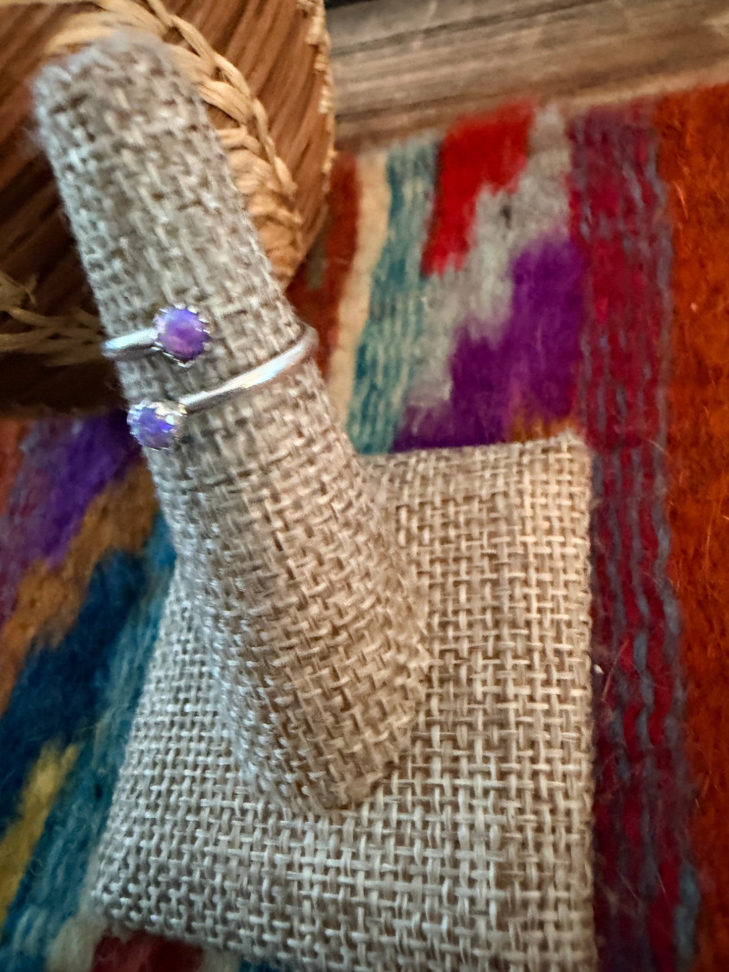 Handcrafted Purple Opal & Sterling Silver Adjustable Ring Nizhoni Traders LLC