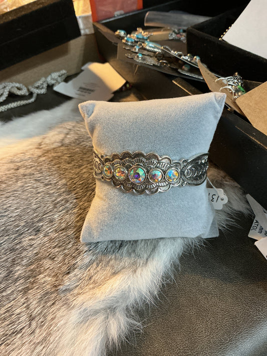 AB multistone silver bracelet cuff CedarHill Country Market