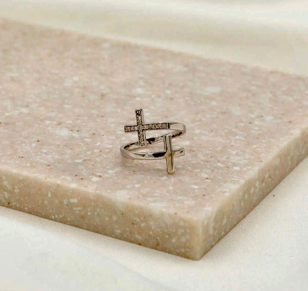 Pillar of Faith Sterling Silver Ring- Diamonds- Adjustable Nizhoni Traders LLC