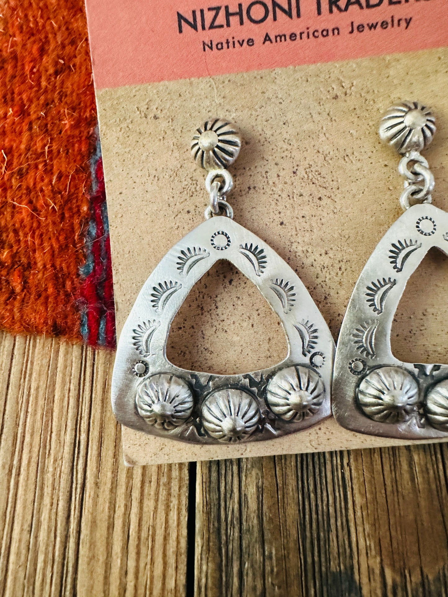 Handcrafted Sterling Silver Concho Dangle Earrings Nizhoni Traders LLC