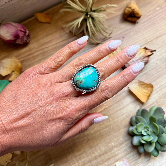 Mj Ring - Turquoise Free Form Adjustable Ring The Bijoux FAB Jewelry