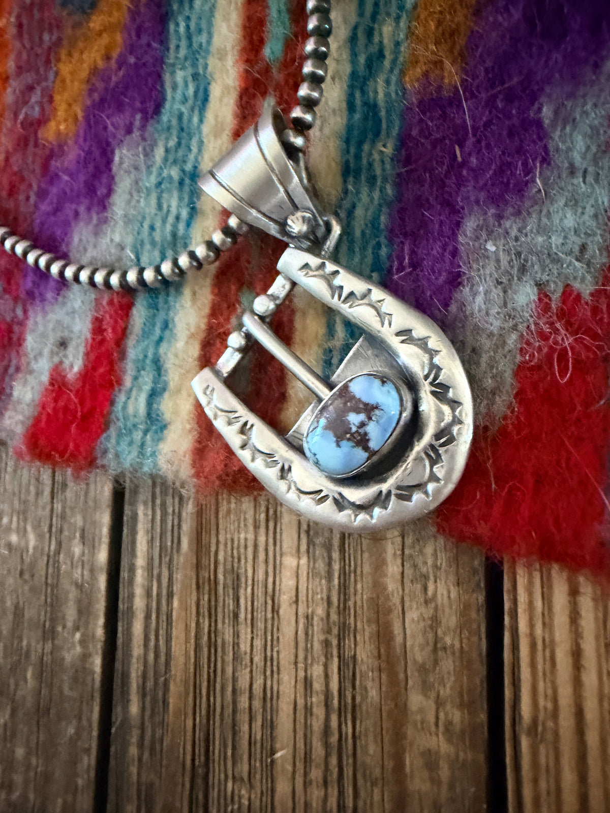 Handcrafted Sterling Silver & Turquoise Belt Buckle Pendant by Leroy James Nizhoni Traders LLC