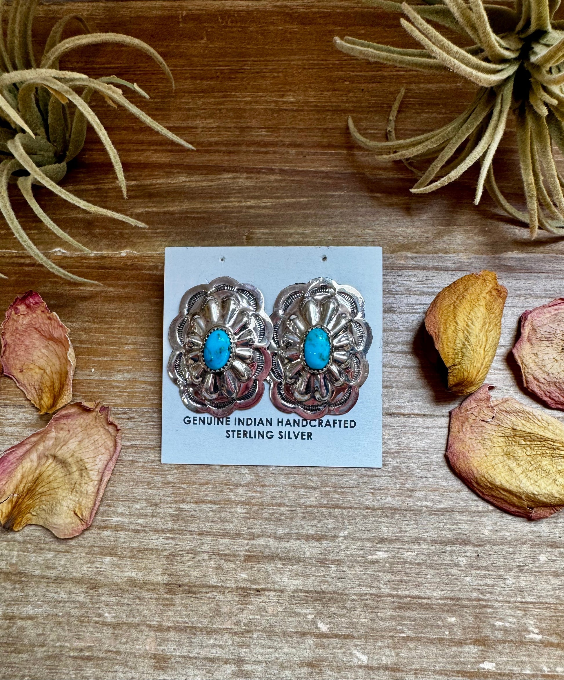 Rectangle Concho Earrings – Kingman Turquoise, Sterling Silver The Bijoux FAB Jewelry