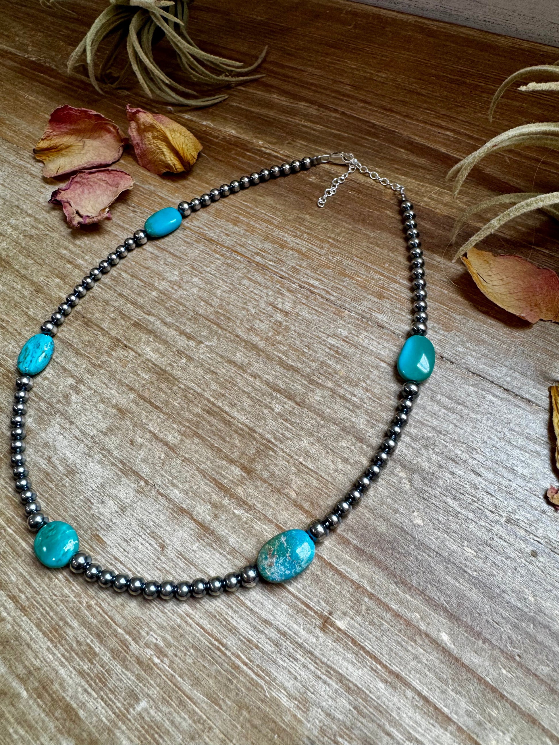 15-Inch Turquoise Necklace with 4mm & 5mm Beads The Bijoux FAB Jewelry