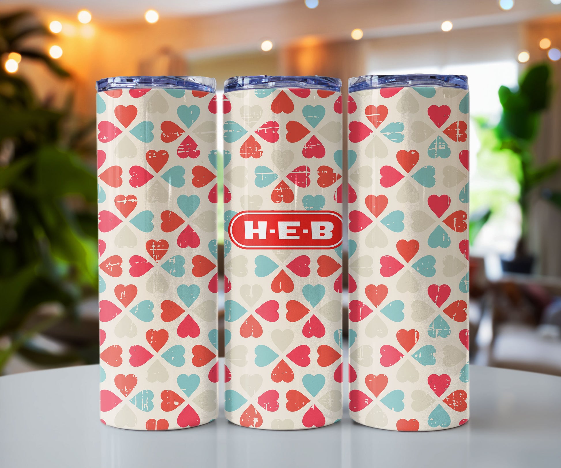 HEB Hearts Stainless steel tumbler CedarHill Country Market