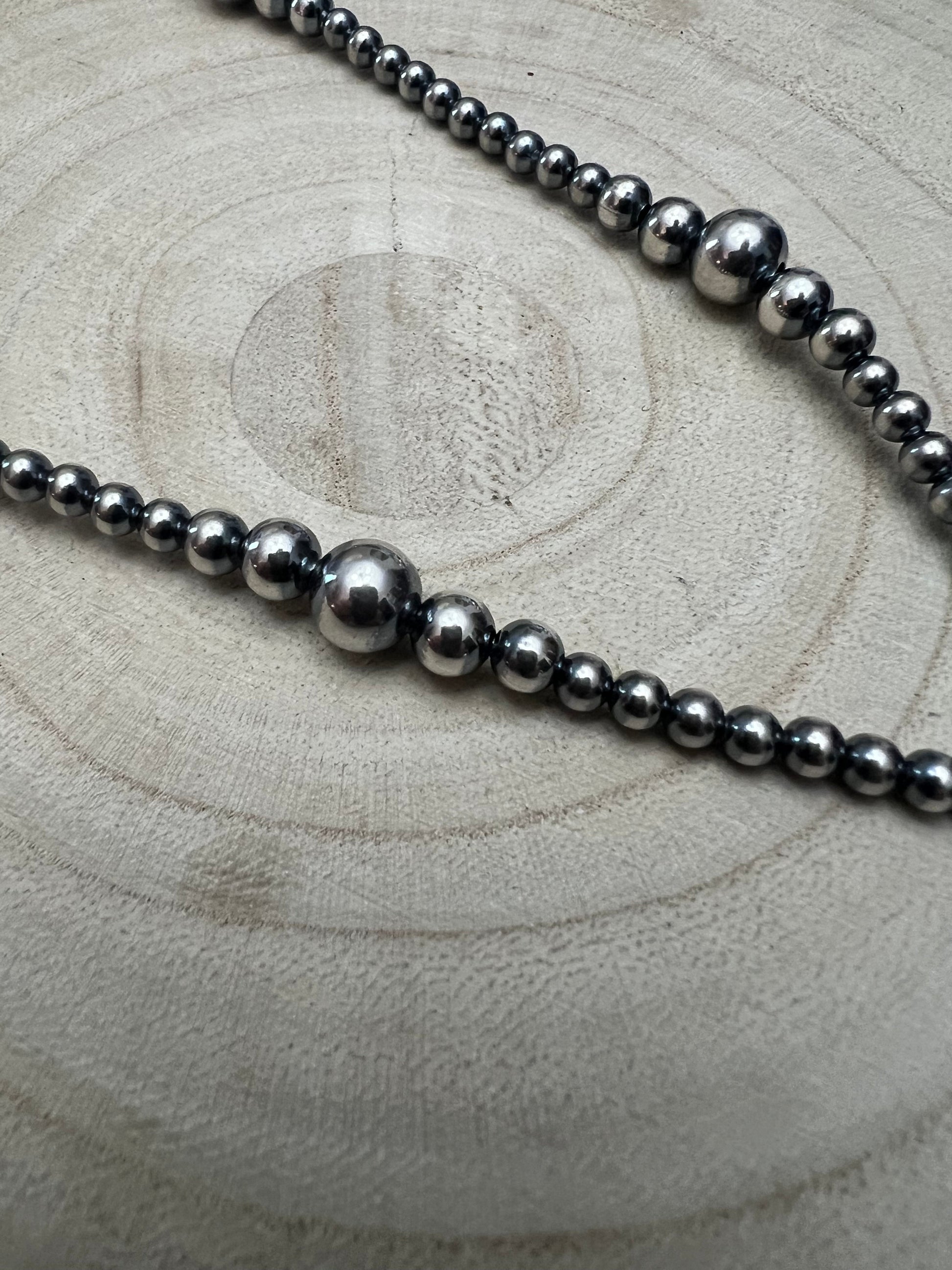 Lariat graduated sterling silver pearl necklace - 18 inch with 4 inch drop Cowhide and Conchos