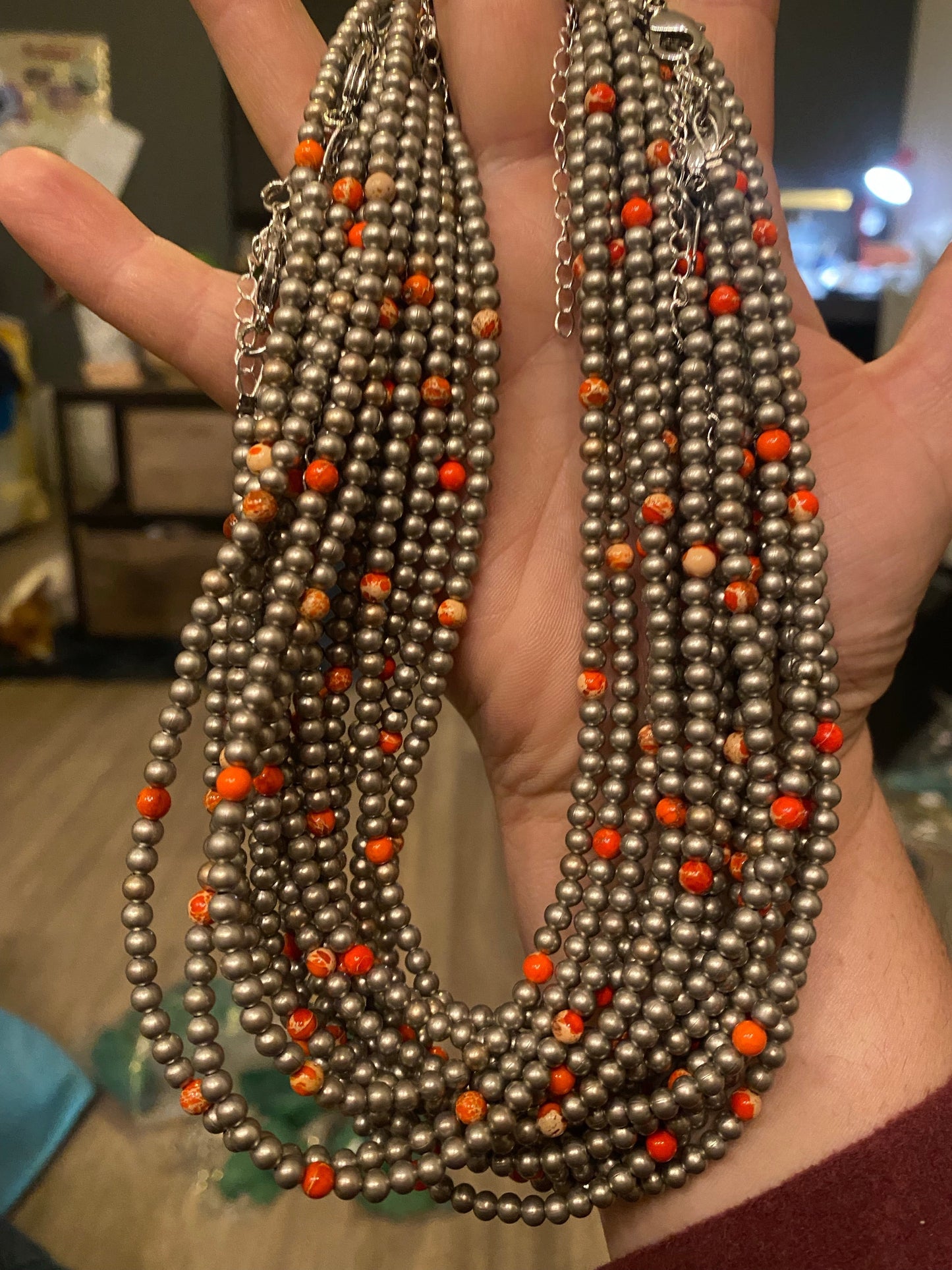 4 mm silver plated and orange choker The Bijoux FAB Jewelry