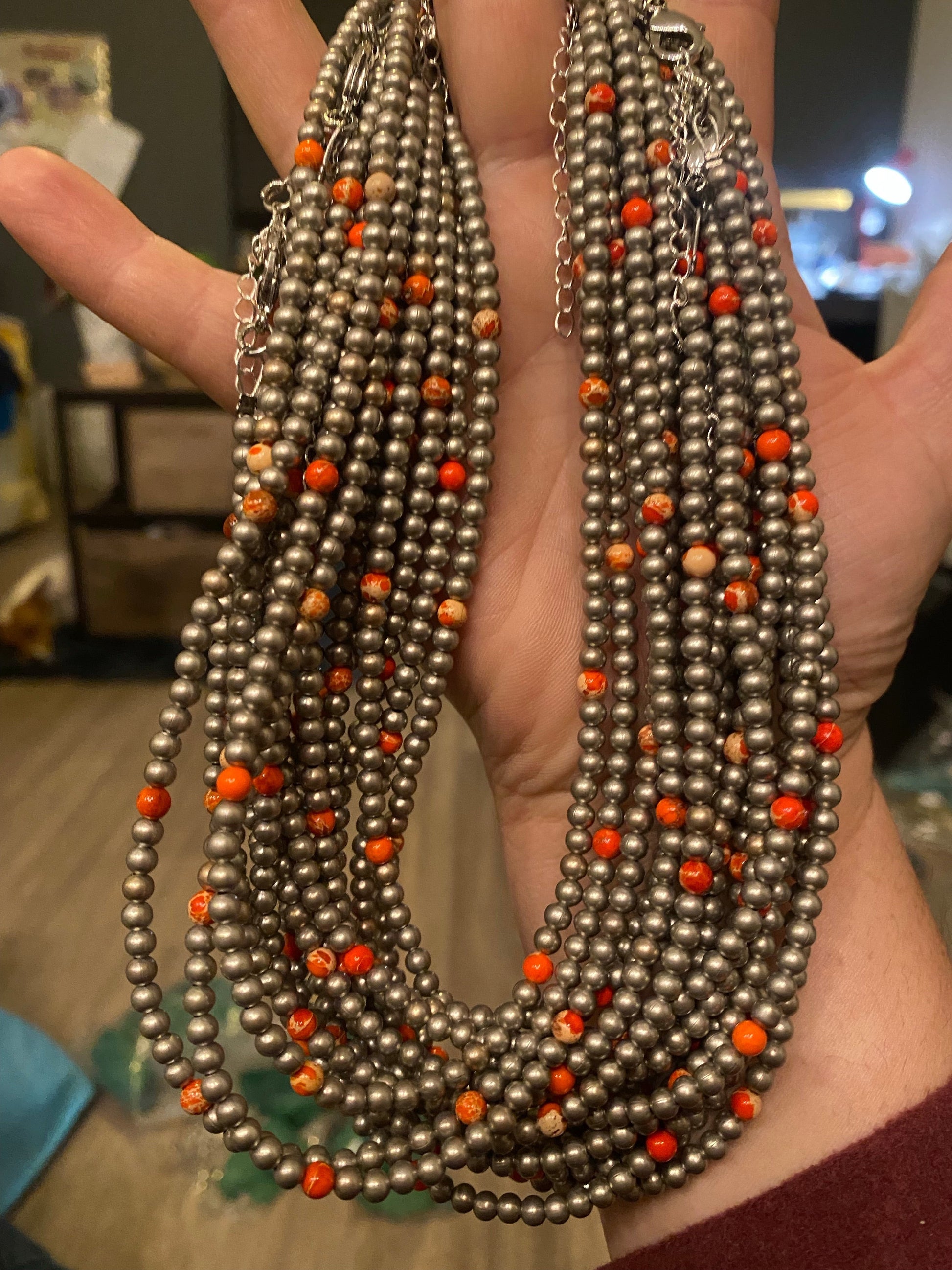 4 mm silver plated and orange choker The Bijoux FAB Jewelry