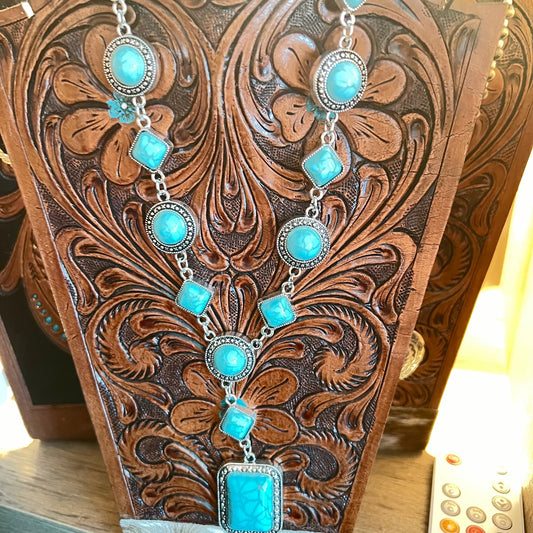 Western Style Turquoise Statement Necklace Cedar Hill Country Market