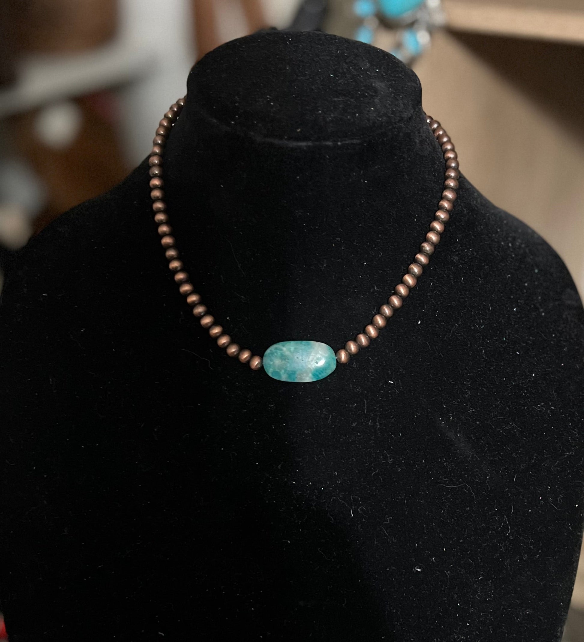 Fashion Turquoise Stone Copper Choker 14" - No. CedarHill Country Market