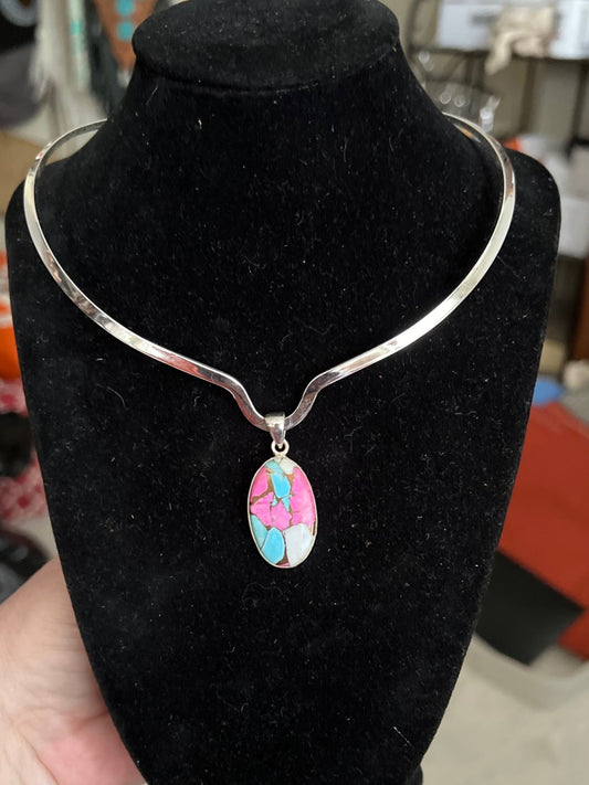 Cotton Candy Oval Sterling Silver Pendant No 609 Cedar Hill Country Market