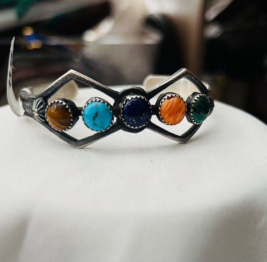 Kevin Billah Multi Stone & Sterling Silver Cuff Bracelet Cedar Hill Country Market