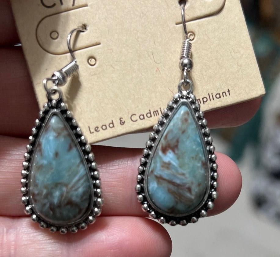 Western Turquoise Tear Drop Earrings Cedar Hill Country Market