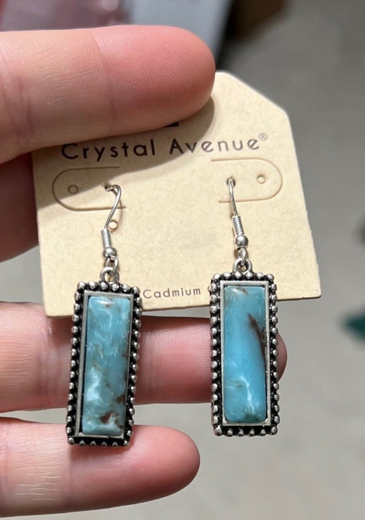 Turquoise Rectangle Earrings Cedar Hill Country Market