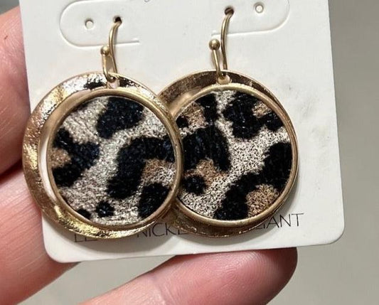 Leopard Round Earrings Cedar Hill Country Market