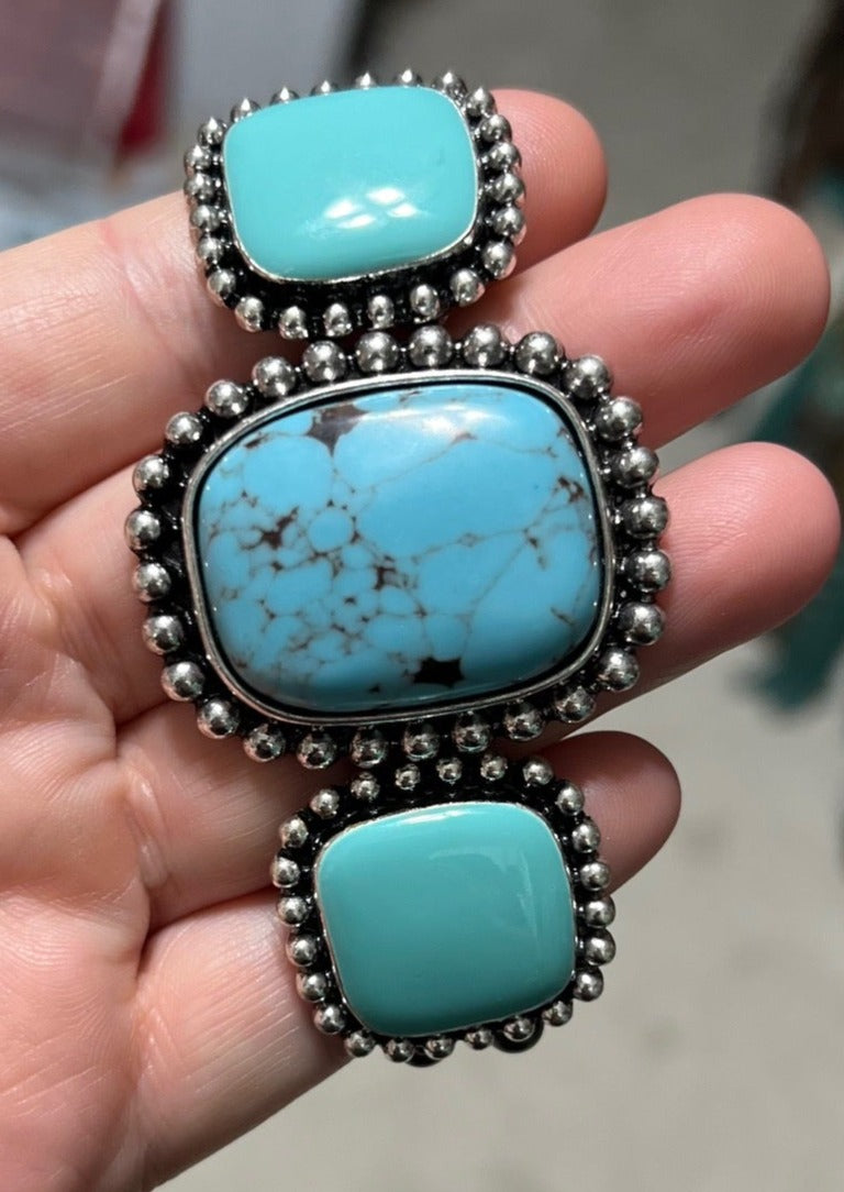 Faux Turquoise Square Stretch Bracelet Cedar Hill Country Market