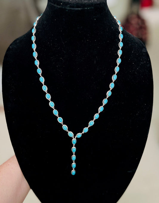 Genuine Kingman Teardrop Turquoise Lariat Necklace No 720 Cedar Hill Country Market
