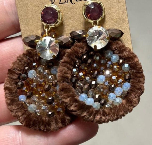 Brown Fuzzy Dreamscape Earrings CedarHill Country Market