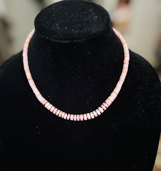 Pink Conch Heishi Necklace No. 707 Cedar Hill Country Market