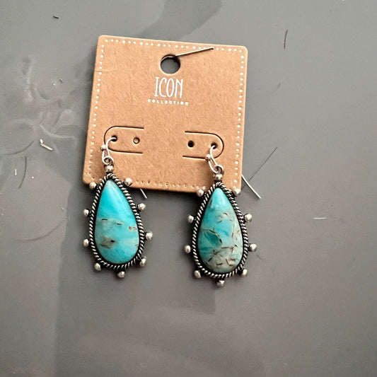 Prickly Pear Fashion Turquoise Dangle Earrings No. 437 Cedar Hill Country Market