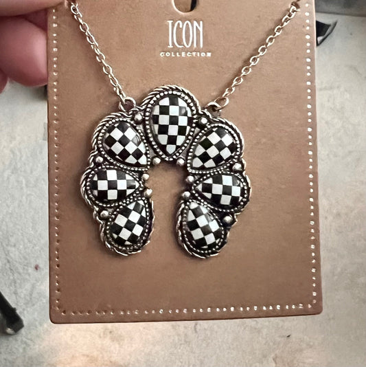 Fashion Black and White Check Naja Pendant - No. 422 Cedar Hill Country Market