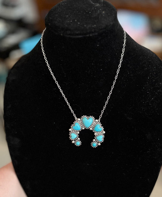 Fashion Turquoise Heart Naja Pendant 18 inch No 450 Cedar Hill Country Market