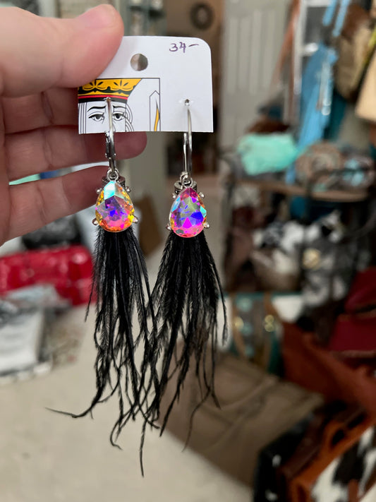 Western Feather Glitz Earrings Cedar Hill Country Market