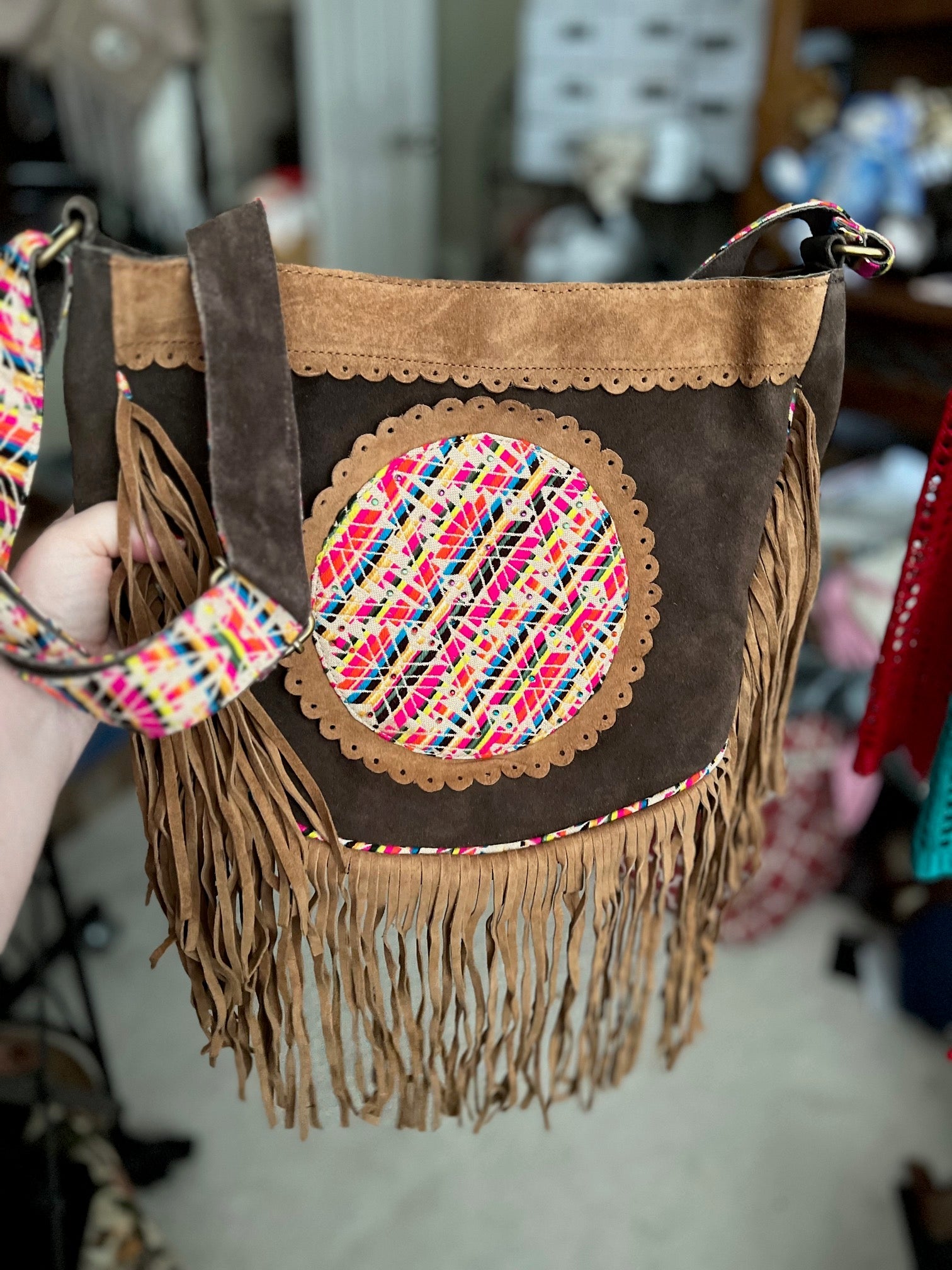 Hippie Chick Brown Suede Fringe Handbag Cedar Hill Country Market