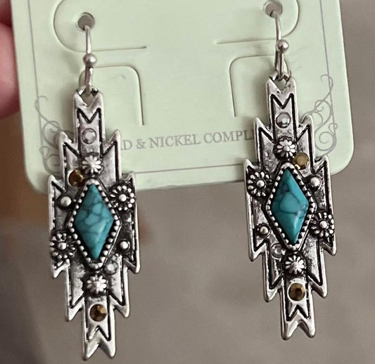 Navajo Ganado Shape Turquoise Earrings CedarHill Country Market