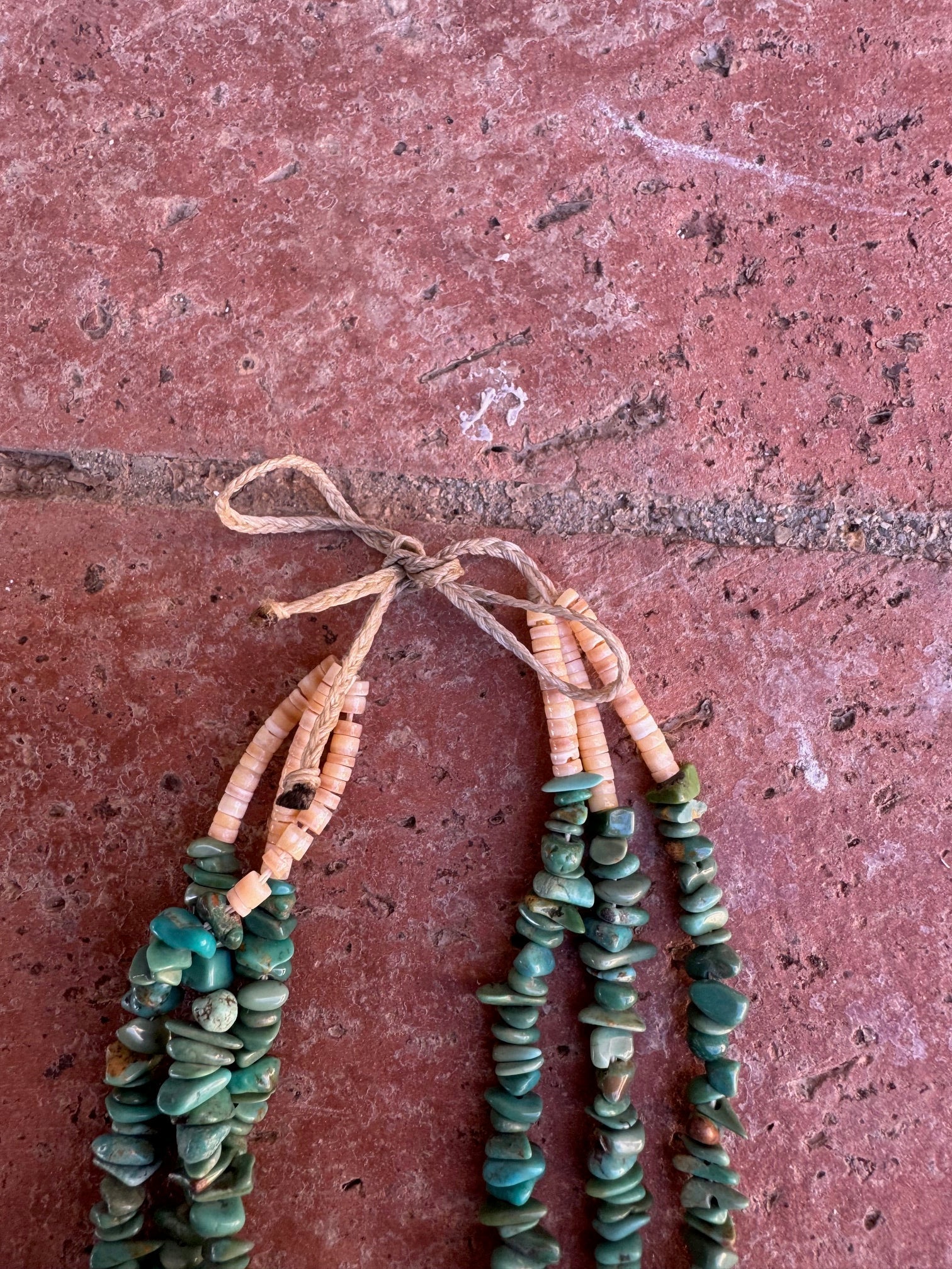 Handcrafted Turquoise & Spiny Triple Jacla Beaded Necklace 24" Nizhoni Traders LLC
