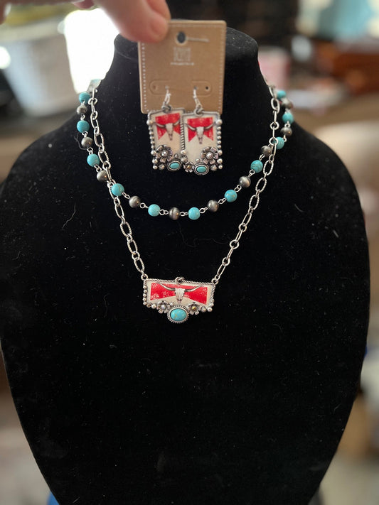 Marlboro Inspired Rodeo Turquoise Necklace Set Cedar Hill Country Market